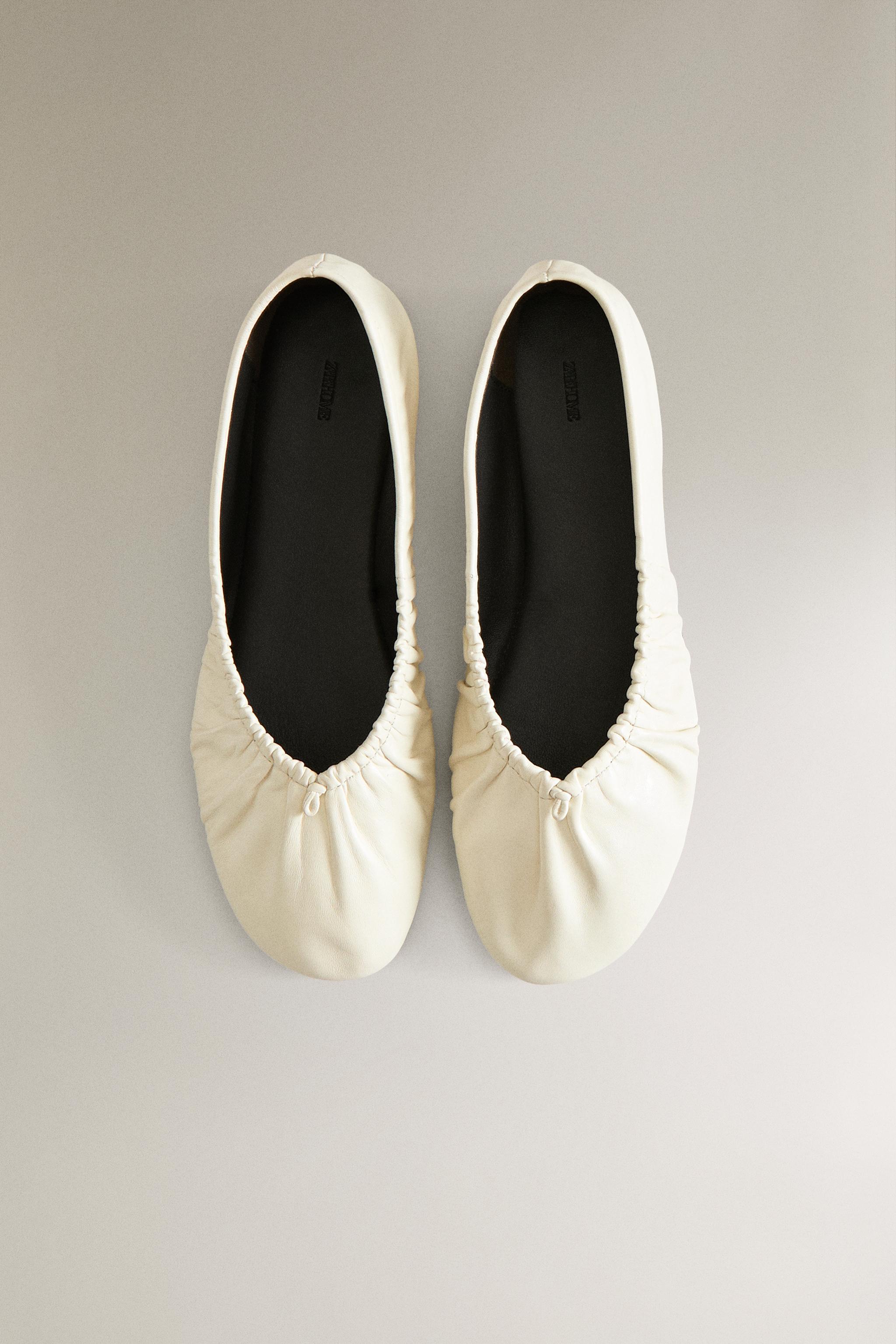 BALLERINES EN CUIR FRONCÉES